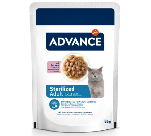 Advance Sterilized Пауч Кусочки нежной индейки в соусе, 85 г