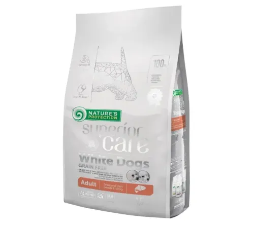 Nature's Protection Superior Care White Dogs Adult Small & Mini Breeds (Лосось), 1,5 кг