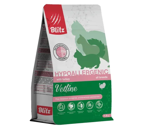 BLITZ Cat Vetline Hypoallergenic (Индейка), 400 г
