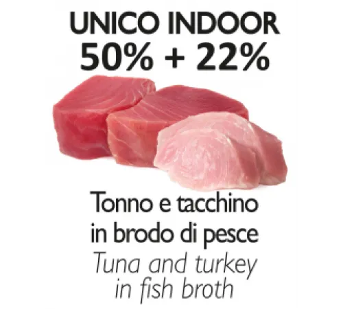 Unica Natura UNICO INDOOR Ломтики тунца и индейки для котят, 70 г