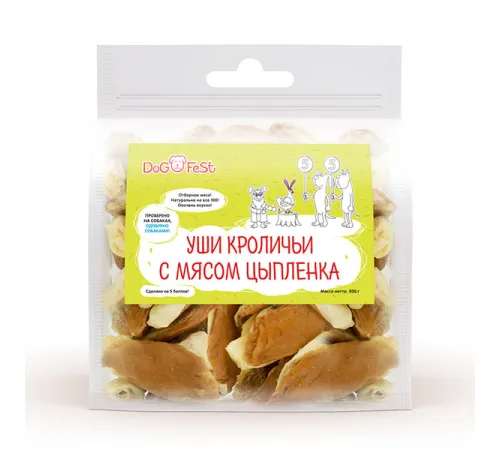 Dog Fest Уши кроличьи с мясом цыпленка 500 г