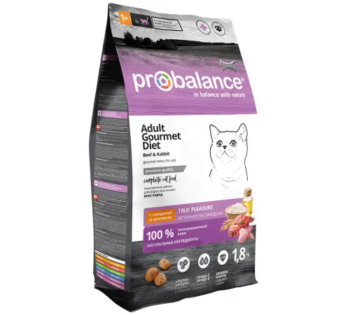 Probalance Cat Gourmet diet Adult Beef & Rabbit, 1,8 кг