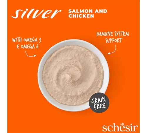 Schesir Silver Mousse (Курица, лосось и тыква), 80 г