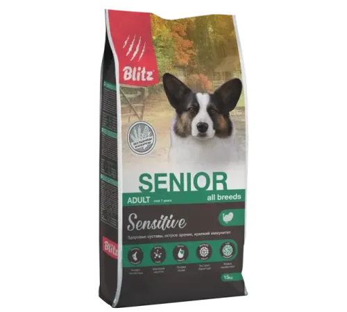 Blitz Sensitive Senior (Индейка), 15 кг