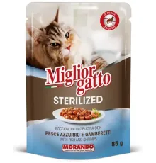 Miglior Gatto Sterilized Кусочки в желе (Рыба, креветки), 85 г
