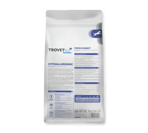 Trovet Plus Adult Dog Hypoallergenic (Кролик), 3 кг
