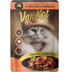 Van kot для кошек (Ломтики с лососем и форелью в желе), 75 г х 28 шт