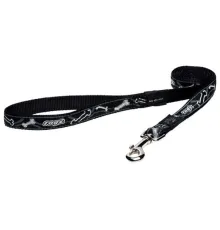 Удлиненный поводок Rogz Fancy Dress Black Bone XL 25 мм/1,8 м