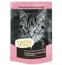 Tasty Телятина, ягненок и овощи в желе для кошек, 85 г х 28 шт