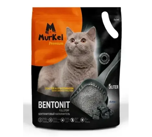 Murkel Наполнитель бентонитовый (Уголь), 5 л/4 кг