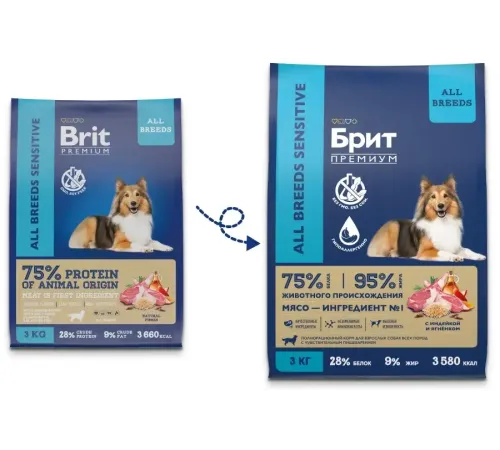 Брит Премиум Dog Sensitive (Ягненок, индейка), 1 кг