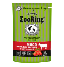 ZooRing Кусочки в соусе Мясо молодых бычков с брусникой, 85 г х 26 шт