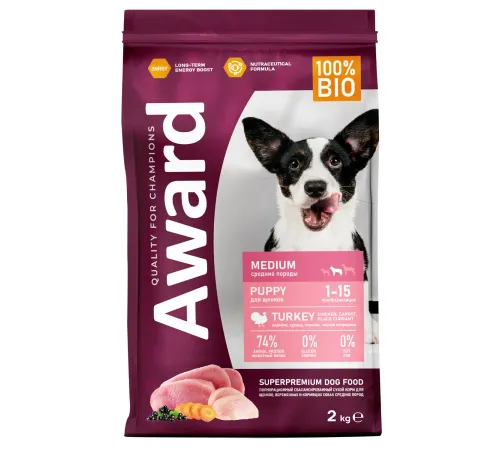Award Puppy Medium (Индейка, курица), 2 кг