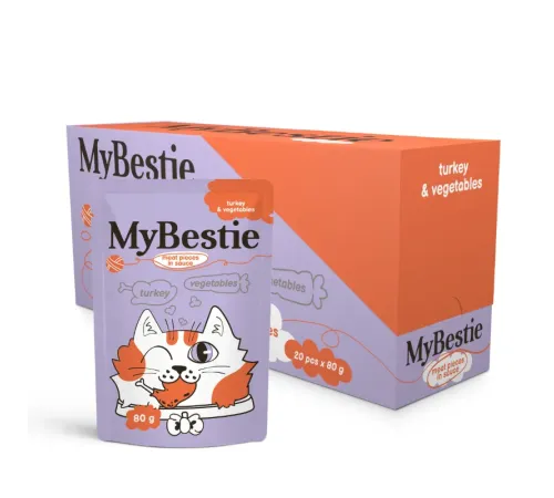 MyBestie для кошек (Индейка с овощами в соусе), 80 г