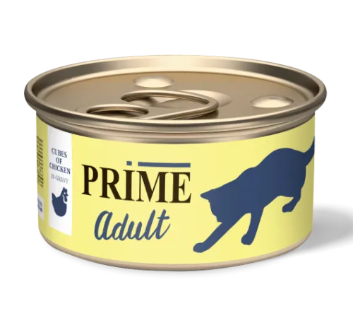 Prime Adult Консервы (Кусочки из курицы в соусе) для кошек, 75 г