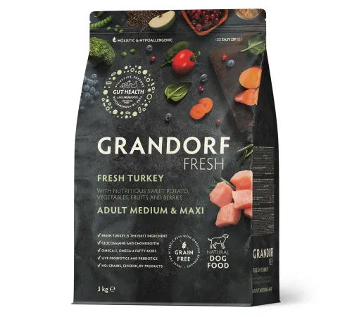 Grandorf Fresh Adult Medium & Maxi (Индейка и батат), 3 кг