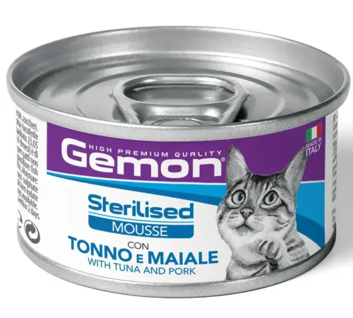 Gemon Cat Adult Sterilized Mousse (Тунец и свинина), 85 г