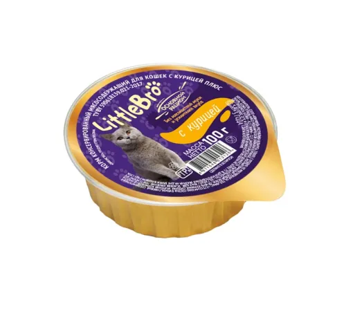 LittleBro Корм консервированный Мясосодержащий для кошек (Курица), 100 г