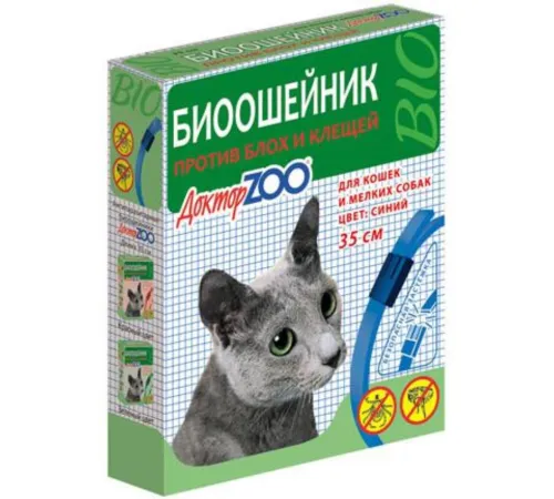 БИОошейник Доктор ZOO от блох и клещей, 35 см синий