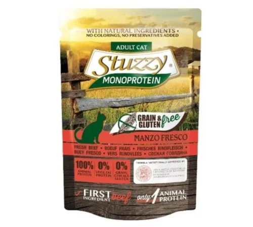 Stuzzy Monoprotein Паучи для кошек (свежая говядина), 85 г