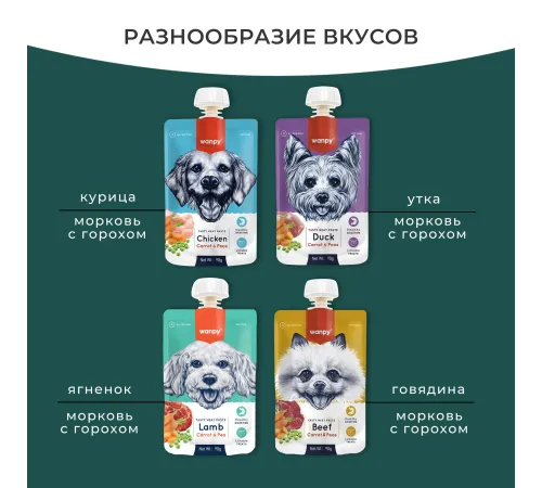 Wanpy Dog Мясное пюре из ягненка, 90 г
