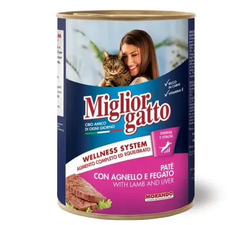 Miglior Gatto Паштет с ягнёнком и печенью (консервы), 400 г