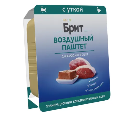 Брит Премиум Воздушный паштет для взрослых кошек (Утка), 100 г