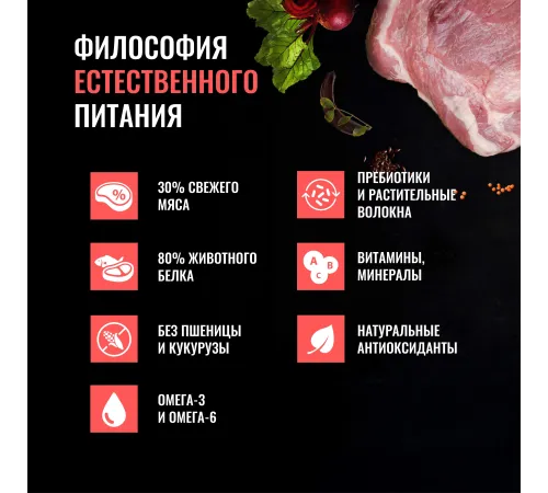 Одно мясо для взрослых собак (Свинина), 2 кг