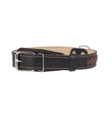 Collar двойной с вплетенной косой Black 25 мм, 38-50 см