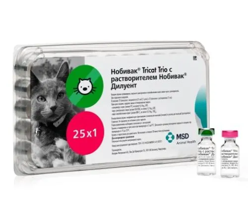 MSD Animal Health Нобивак Tricat Trio с растворителем Дилуент, 1 доза + растворитель