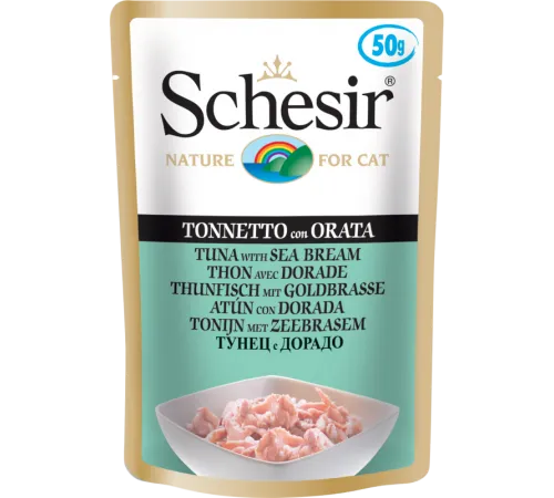 Schesir Тунец с дорадо в желе Пауч, 50 г
