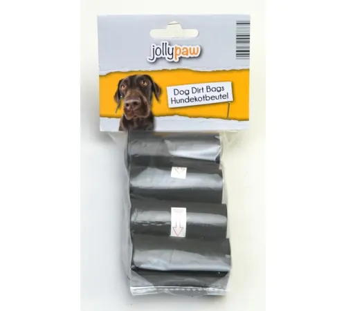 JollyPaw Одноразовые пакеты, черные, 4 рулона по 20 пакетов