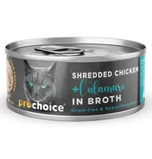 Prochoice Deluxe Shredded Курица и кальмары в бульоне для кошек, 70 г