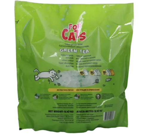 FOR CATS Наполнитель силикагелевый (зеленый чай), 4 л