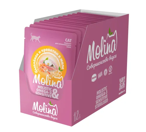 Molina Пауч для кошек (Цыплёнок и креветки в желе), 70 г