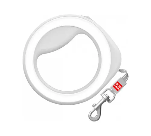 Поводок-рулетка круглая Collar WAUDOG, светло-серый/белый XS-M
