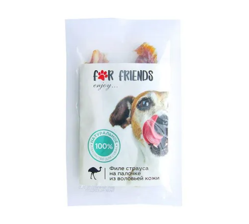 For Friends Филе страуса на палочке из воловьей кожи 50 г