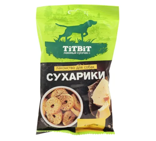 ТИТБИТ Лакомство для собак Сухарики с сыром, 55 г
