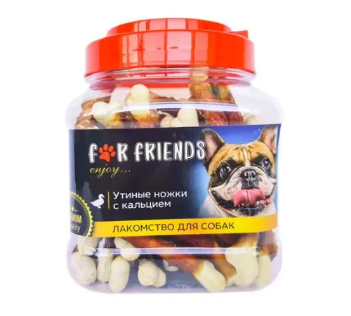 For Friends Лакомство для собак Утиные ножки с кальцием, 500 г