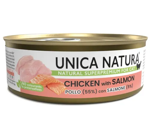 Unica Natura Консерва для кошек (Курица, лосось), 70 г