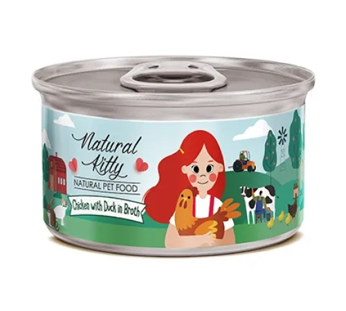 Natural Kitty Курица с уткой в бульоне, 80 г
