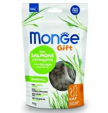 Monge Gift Hairball Хрустящие подушечки с начинкой с лососем и кошачьей мятой, 60 г