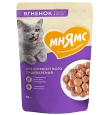 Мнямс для кошек Кусочки в соусе с ягненком для комфортного пищеварения, 85 г