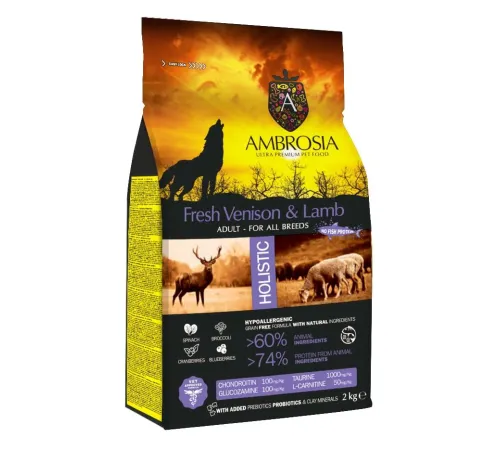 AMBROSIA Adult All Breeds (Оленина, ягненок), 2 кг