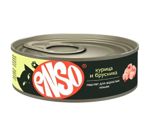 ENSO Консервы для кошек (Курица, брусника), 100 г