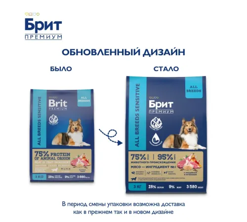 Брит Премиум Dog Sensitive (Ягненок, индейка), 1 кг