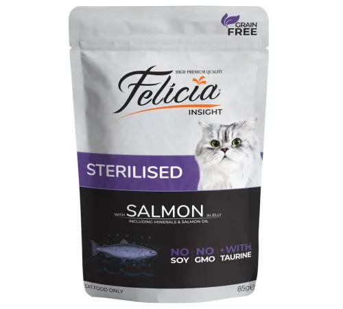 Felicia Sterilised Adult Cat (Лосось в желе), 85 г