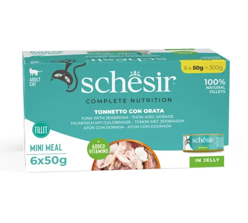 Schesir Complete Cat Box (Тунец с морским лещом в желе), 6х50 г