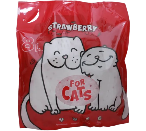 FOR CATS Наполнитель силикагелевый (клубника) 8 л