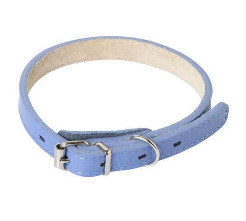 Mr.Kranch Ошейник кожаный прямой, васильковый, 24-30 см